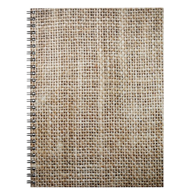 Caderno Espiral Burlap Hessian Background Texture (Frente)