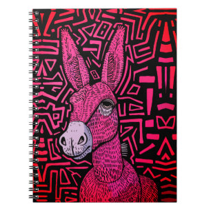 Caderno Espiral Burro Tribal Neon – Arte de Parede Ousada e Psicod
