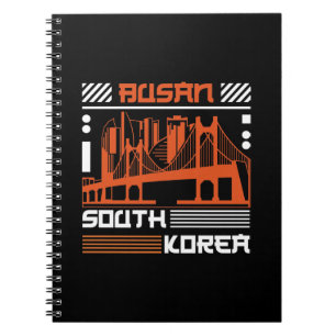 Caderno Espiral Busan Coreia do Sul Ponte Paisagem Gráfica   Moder