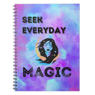 Caderno Espiral Busca diariamente Mágica - Lua aquática