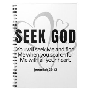 Caderno Espiral Busque a Deus Jeremiah 29:13 SpeakCristo Inspiraci