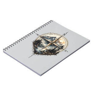 Caderno Espiral Bússola de Montanha Vintage Aventu