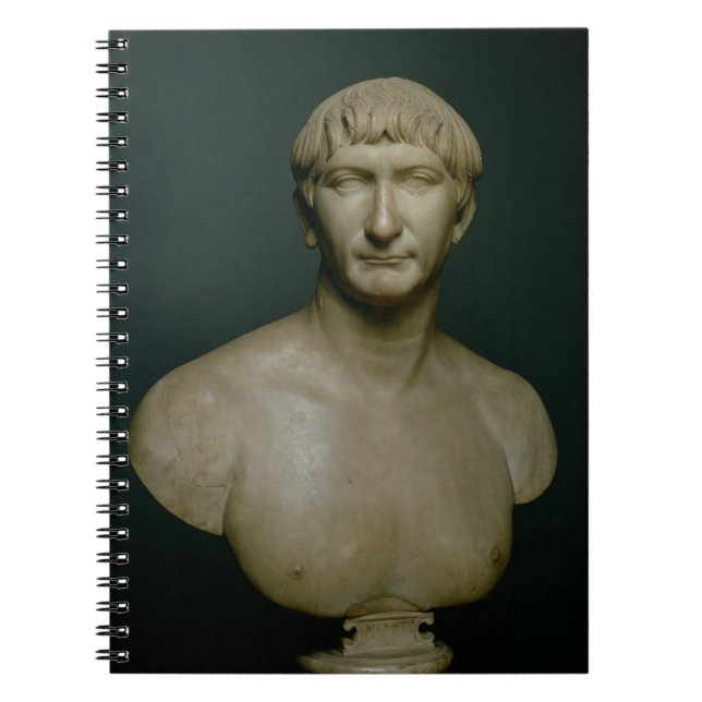 Caderno Espiral Busto do retrato do imperador Trajan (53-117 (Frente)