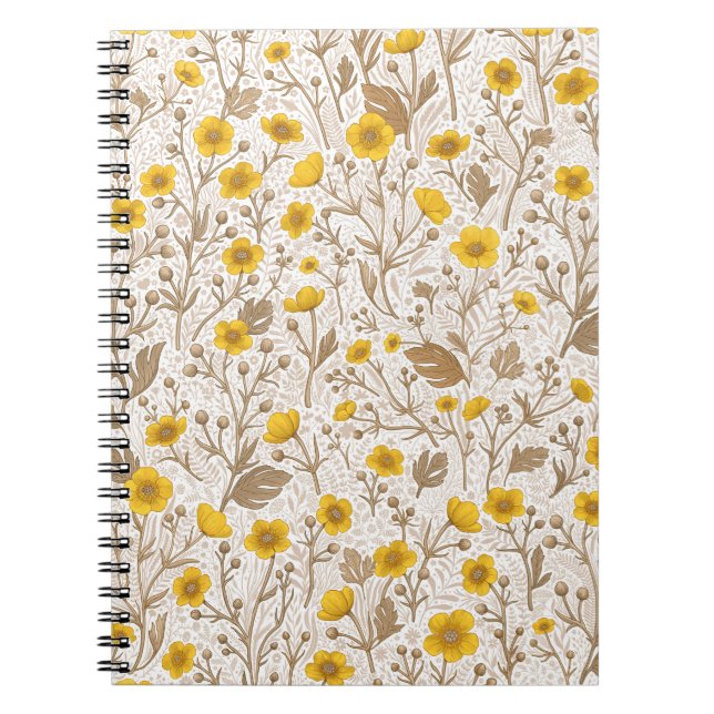 Caderno Espiral Buttercups, amarelo e marrom (Frente)