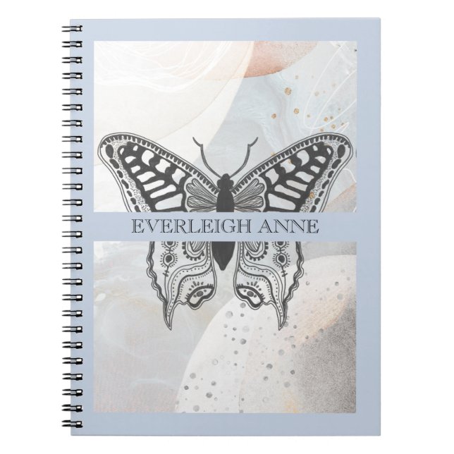 Caderno Espiral Butterfly Abstract Watercolor Personalized (Frente)