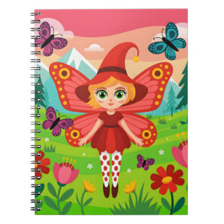 Caderno Espiral Butterfly Fairy Illustration in Whimsical Forest