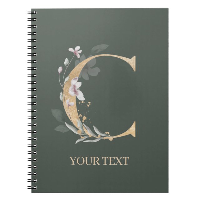 Caderno Espiral C Monograma Floral Personalizado (Frente)