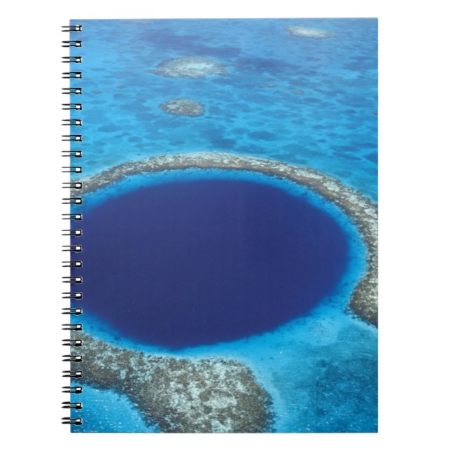 Caderno Espiral CA, Belize. Vista aérea do Buraco Azul (diâmetro (Frente)