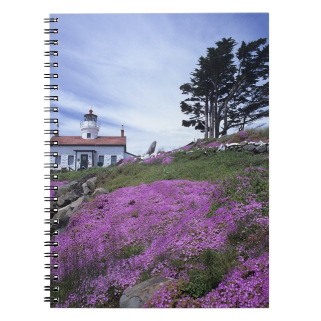 Caderno Espiral CA, Crescent City, farol de Battery Point com (Frente)