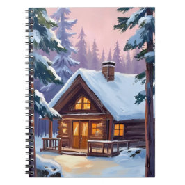 Caderno Espiral Cabana de Natal | Floresta Inverno Neve