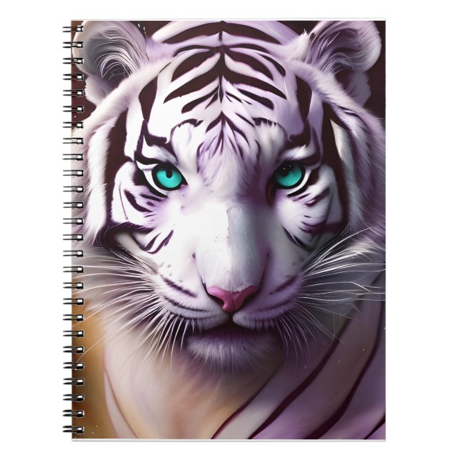 Caderno Espiral Cabeça Branca de Tigre com Olhos Mesmerizados (Frente)