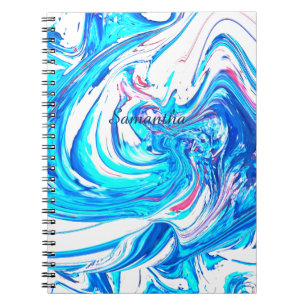 Caderno Espiral Cabeça de Abstrato de pintura em acrílico azul
