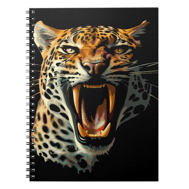 Caderno Espiral Cabeça de ataque com picos-leopardo (Frente)