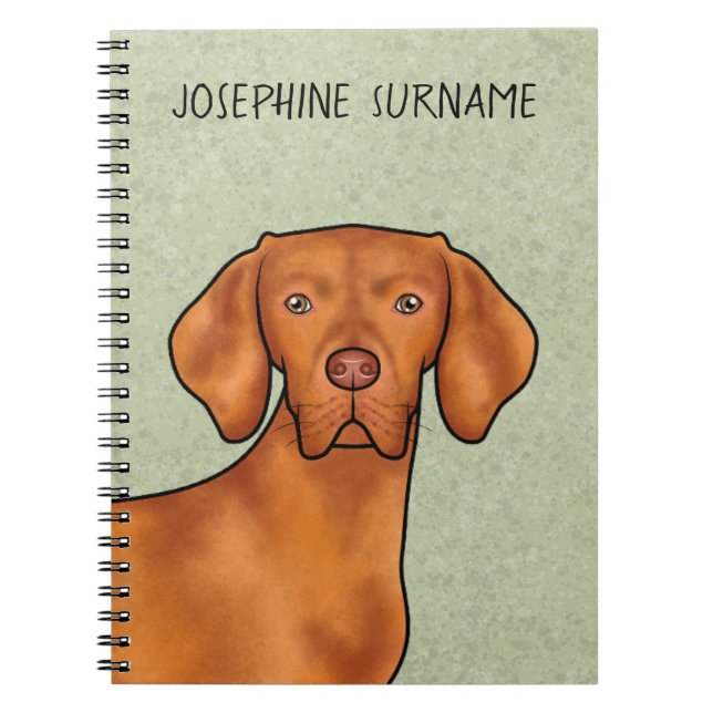 Caderno Espiral Cabeça de Cachorro Pointer Vizsla Húngaro Com Nome (Frente)