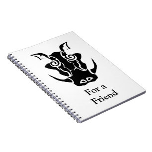 Caderno Espiral Cabeça de Carro de Estilo de Tatuagem Tribal