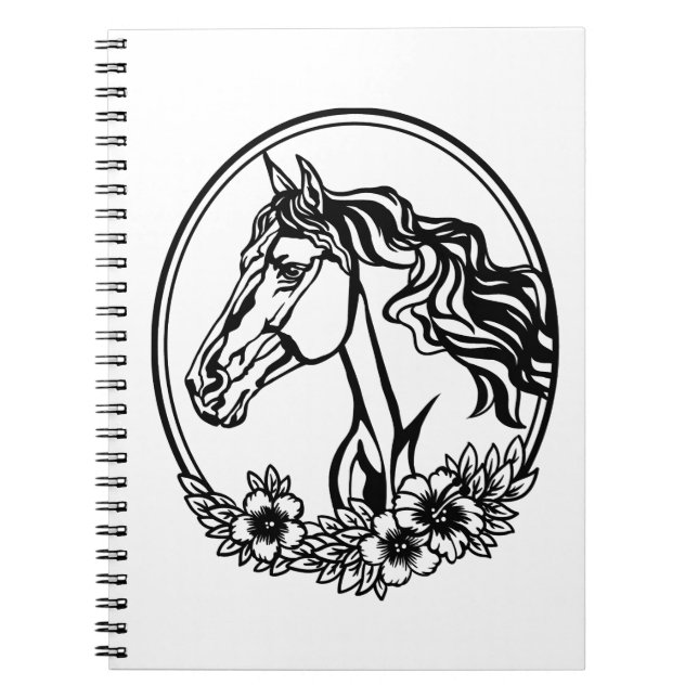 Caderno Espiral Cabeça de cavalo com flores (Frente)