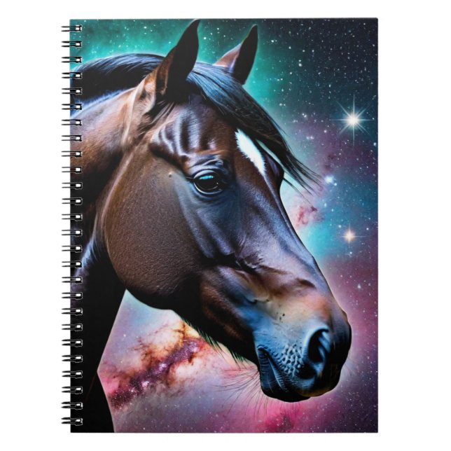 Caderno Espiral Cabeça de Cavalo com Fundo Galáxico (Frente)