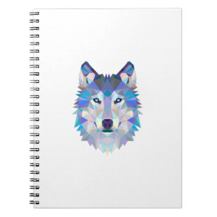 Caderno Espiral Cabeça de lobo geométrico poligonal