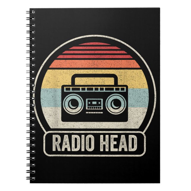 Caderno Espiral Cabeça de Rádio Retroativa Vintage (Frente)