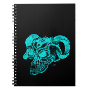 Caderno Espiral Cabeça do Demônio Negro e Design Verde