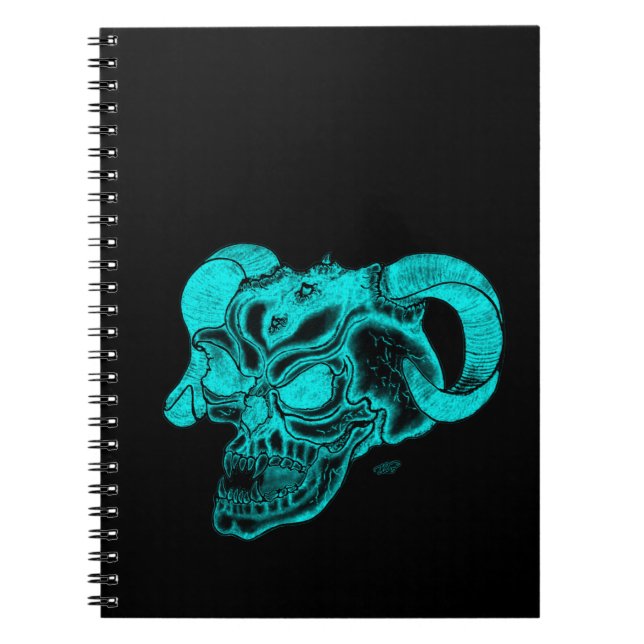 Caderno Espiral Cabeça do Demônio Negro e Design Verde (Frente)