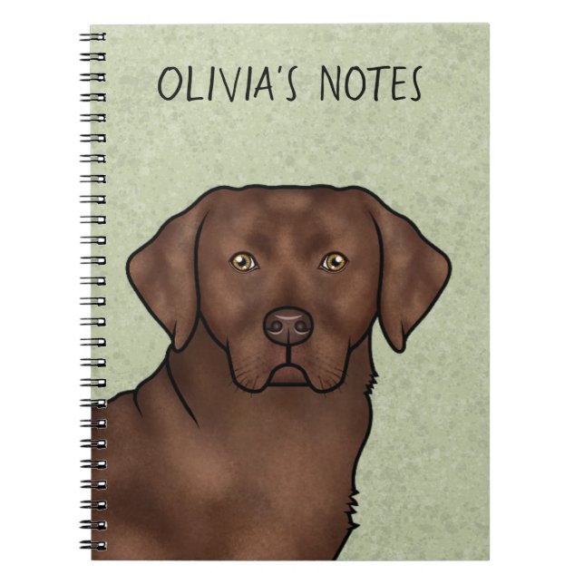 Caderno Espiral Cabeça e Nome de Labrador Retriever Chocolate (Frente)