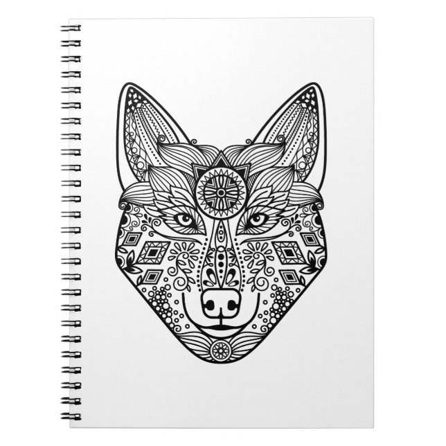 Caderno Espiral Cabeça inspirada do lobo (Frente)