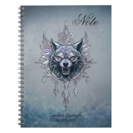 Caderno Espiral Cabeça mística de lobo.