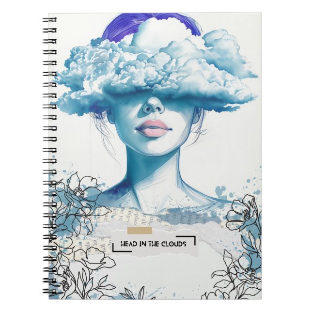 Caderno Espiral Cabeça nas nuvens | Diário para notebook (Frente)