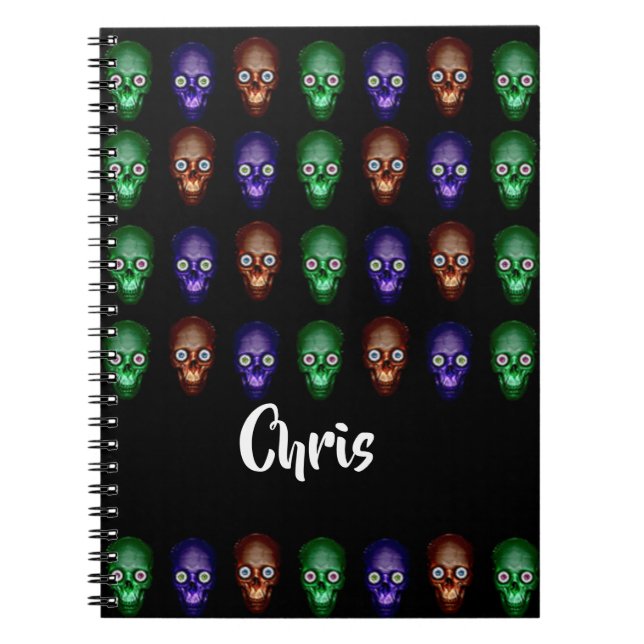 Caderno Espiral Cabeças de crânio coloridas (Frente)