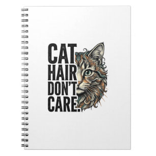 Caderno Espiral Cabelo de Gato Não Me Importa Camiseta de Gato com