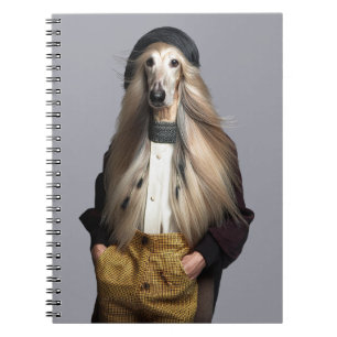Caderno Espiral Cabelo loiro de cão afegão nas calças
