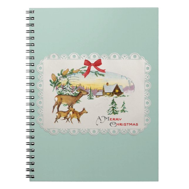 Caderno Espiral Cabina e veado de natais vintages (Frente)
