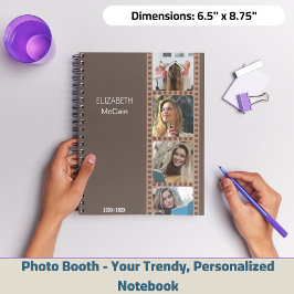 Caderno Espiral Cabine de Foto Marrom - Personalizada Moderna e Te