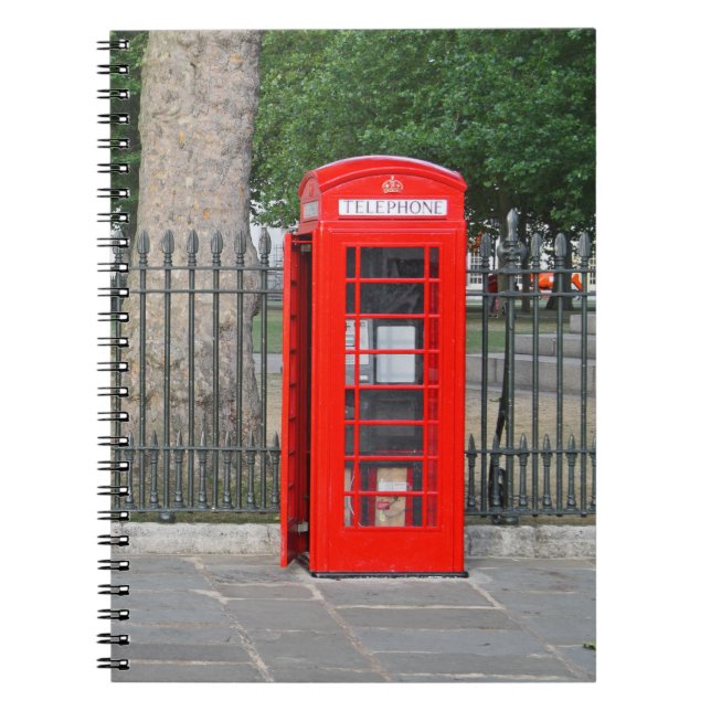 Caderno Espiral cabine de telefonia vermelha de Londres (Frente)