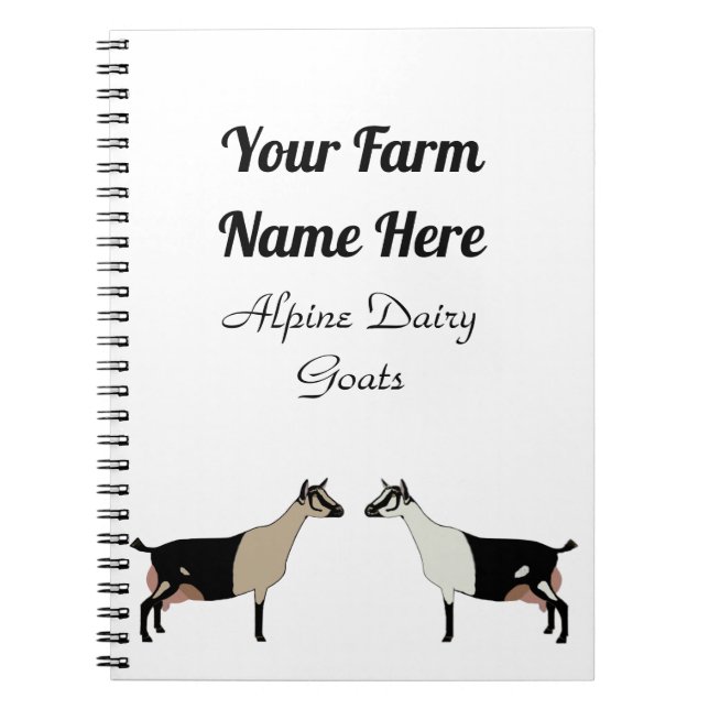 Caderno Espiral Cabra Leiteira Alpina Personalizada (Frente)