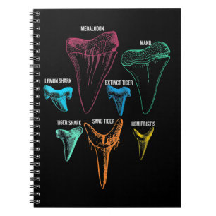 Caderno Espiral Caça aos dentes de tubarão - Presentes de tubar