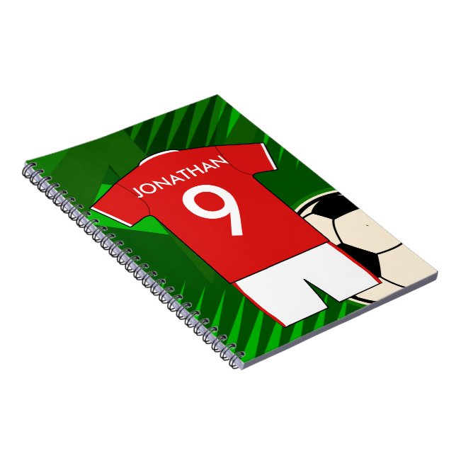 Caderno Espiral Caça Personalizada Jersey Vermelho e Branco (Lado Direito)