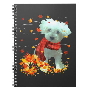 Caderno Espiral Cachecol de Outono Poochon - Folhas de Outono de C