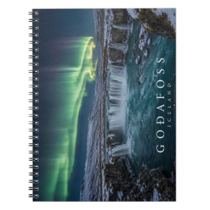 Caderno Espiral Cachoeira Godafoss dos Deuses Luzes do Norte