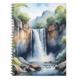 Caderno Espiral Cachoeira pintada à aquarela