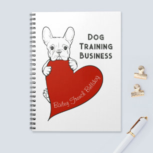 Caderno Espiral Cachorrinho Francês Fofo Personalizado com um Cora