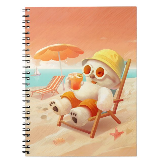 Caderno Espiral Cachorrinho Sorriso: Modo Praia Ativado Bichon Fri (Frente)