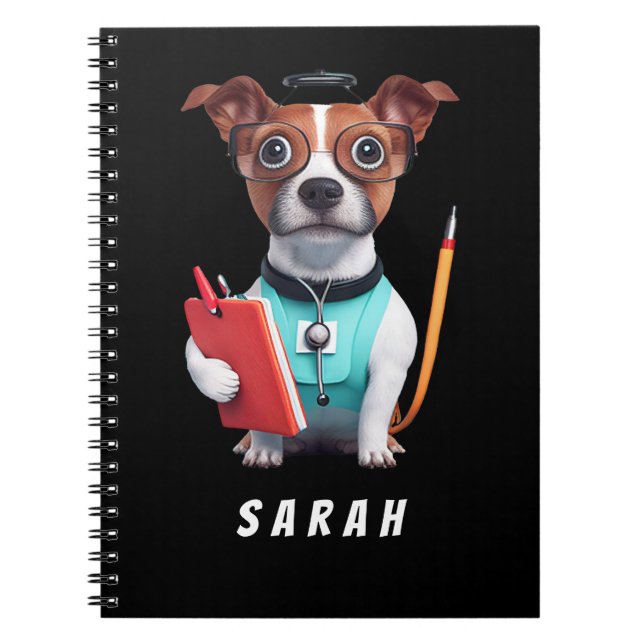 Caderno Espiral Cachorro A Trabalhar Como Enfermeira, Cachorro A V (Frente)
