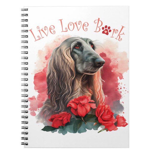Caderno Espiral Cachorro Afegão Mãe Floral (Frente)