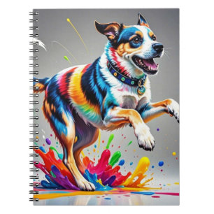 Caderno Espiral Cachorro alegre e alegre e divertido,