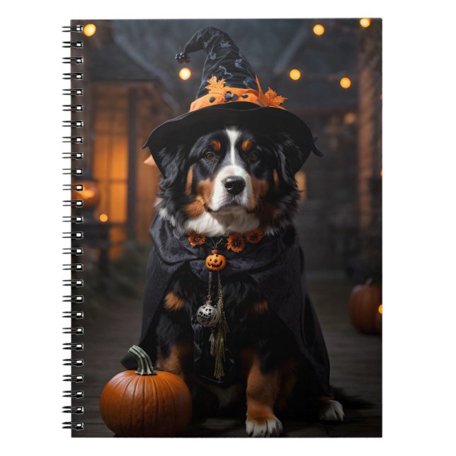 Caderno Espiral Cachorro Bernês Spooktacular: Um Halloween Howl-o- (Frente)