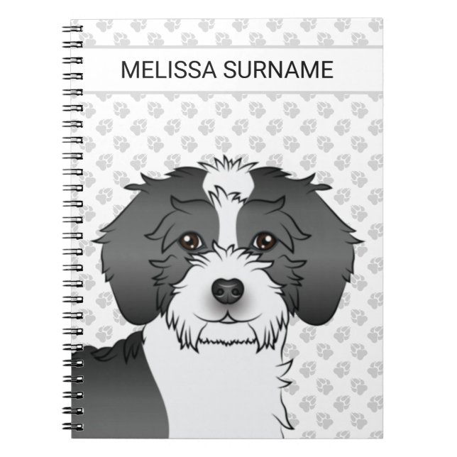 Caderno Espiral Cachorro Black Parti-color Mini Goldendoodle e Tex (Frente)