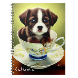 Caderno Espiral Cachorro Bonito num Teacup