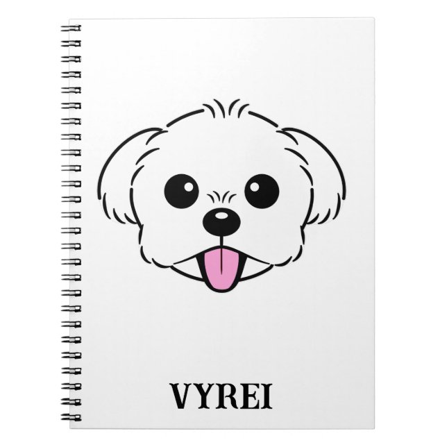 Caderno Espiral Cachorro Branco Bichon Cachorro Esticando A Língua (Frente)